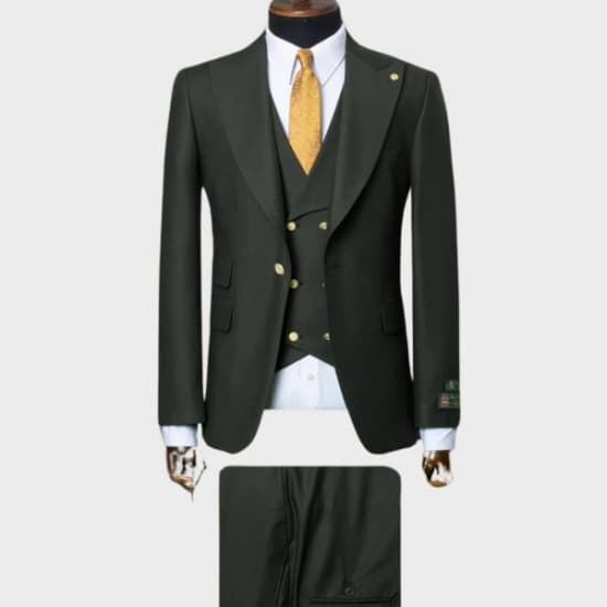 Men 2pcs Dark Green Suit