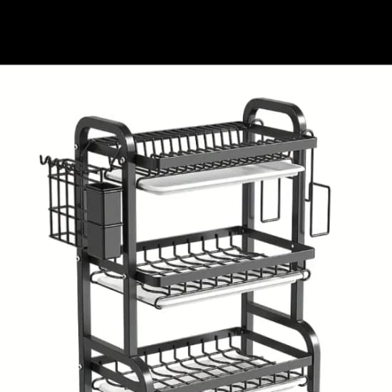 Triple Black plastic and steel plate rack