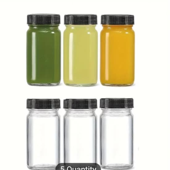 4oz mini clear juice bottle with black cap (per 1)