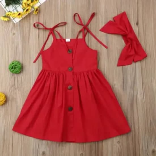 Red rope hand gown and Hairbow