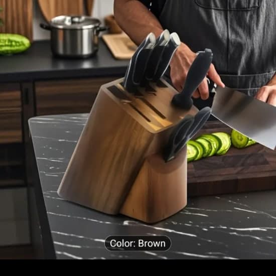 7 IN 1 Natural wood Kitchen Knives Storage Rack Multi-functional organiser for various types of knives