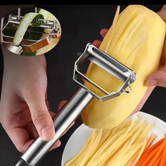 Silicon and steel multi-functional kitchen tool- Sharp Blade peeler & slicer for potatoes