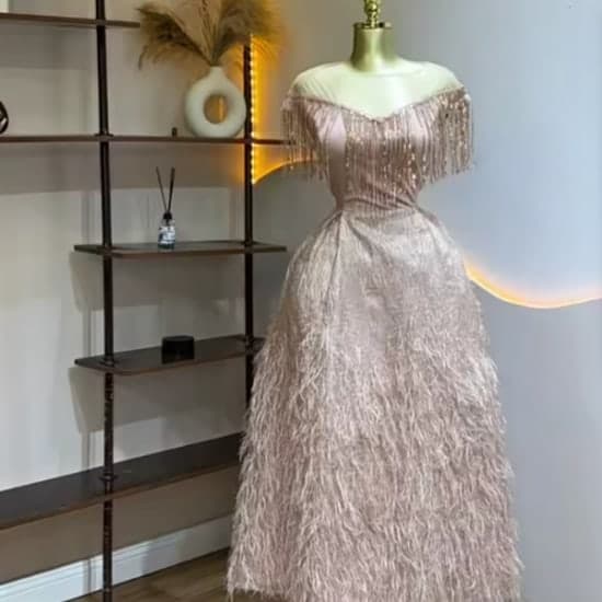 Elegant Glittering Lilac, Timeless luxury dress- Chic dress and Solid. A must have for your wardrobe.