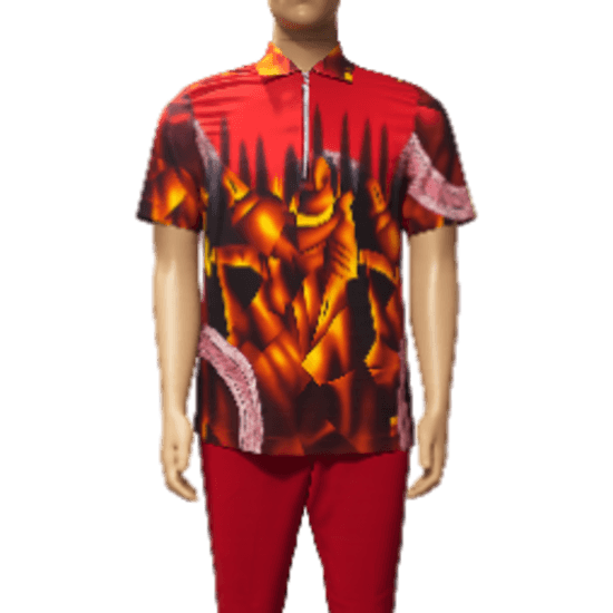 Red Flame Zip-Neck Shirt