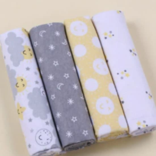 4pcs Cotton Flannel Swaddle Blankets, Soft Baby Wraps for 0-12 Months