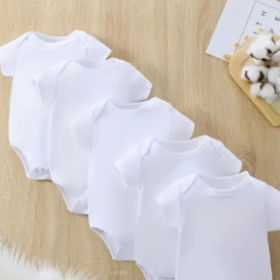 5pcs Newborn Baby Solid Color Short Sleeve Romper, Simple Solid Color Bodysuit