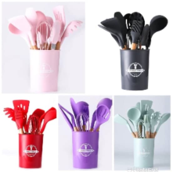 12PCS Silicon Non-Stick Cooking Spoon Set
