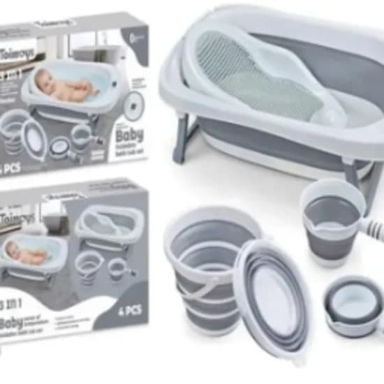 Youngsters's Folding Bath Tub + Shower Stand + Water Bucket + Spoon Set - Youngsters's Bathing Mat Youngsters Bath Breathable Lying Support Youngsters's Bath Basin Foldable Youngsters Sitting and Lying Youngsters Home