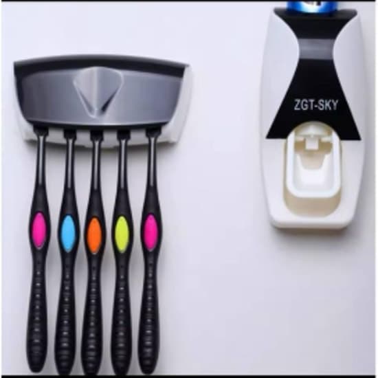 Toothpaste Dispenser And Brush Holder-Black