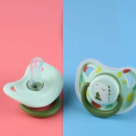 A Set of Two Silicone Pacifiers And a Pacifier Chain, Made from -Grade Silicone
