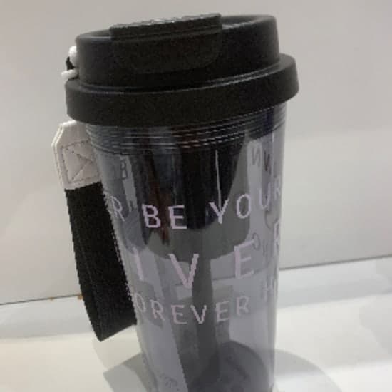 Solid color series dual drink strap plastic bottle (black)