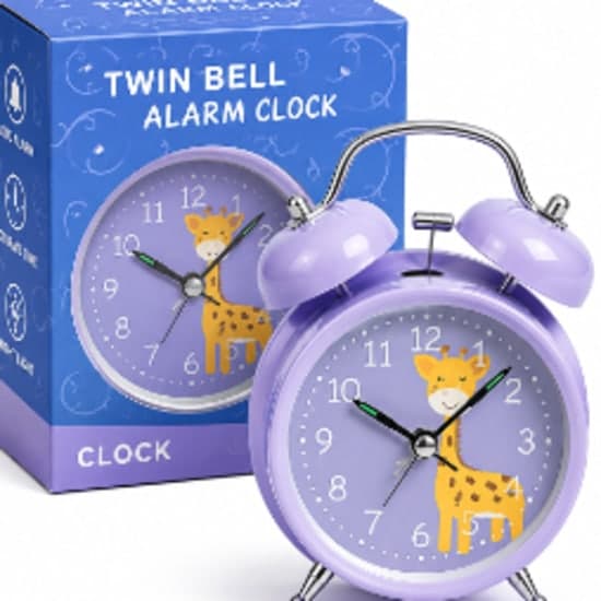 Twin Bell Children's Alarm Clock – Cartoon Design